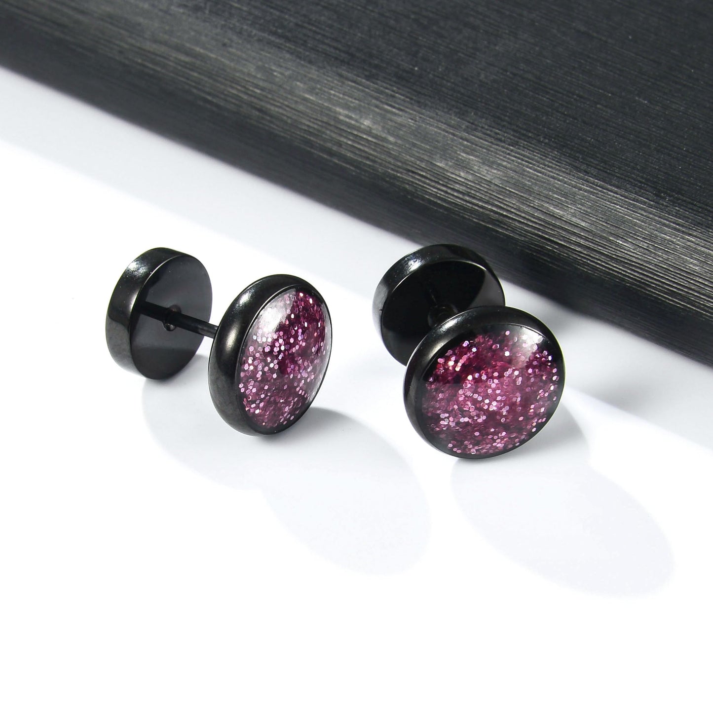 Surgical Stainless Steel Stud Earrings for Women Men Black Gold Plated Fluorescent Flat Back Hypoallergenic Earrings Suitable for Sensitive Ears