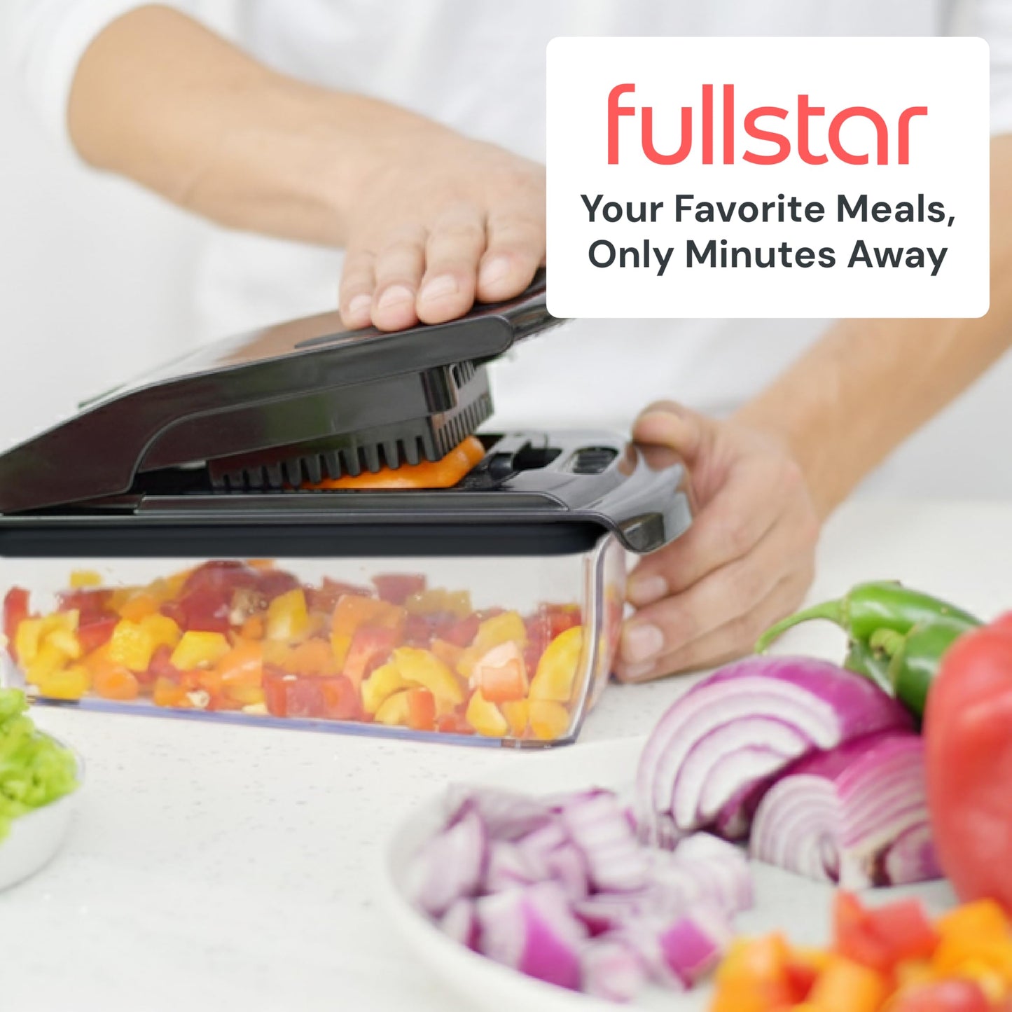 Fullstar The Original Pro Chopper - Vegetable Chopper and Spiralizer, Food Chopper with Container, Fruit Slicer, Kitchen Gadgets & Gifts, Home Essentials (4 in 1, Black)