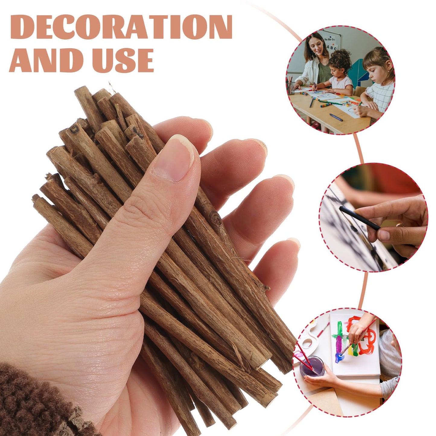 Tinksky 10CM Long 0.3-0.5CM in Diameter Wood Log Sticks for DIY Crafts Photo Props 100pcs (Wood Color)