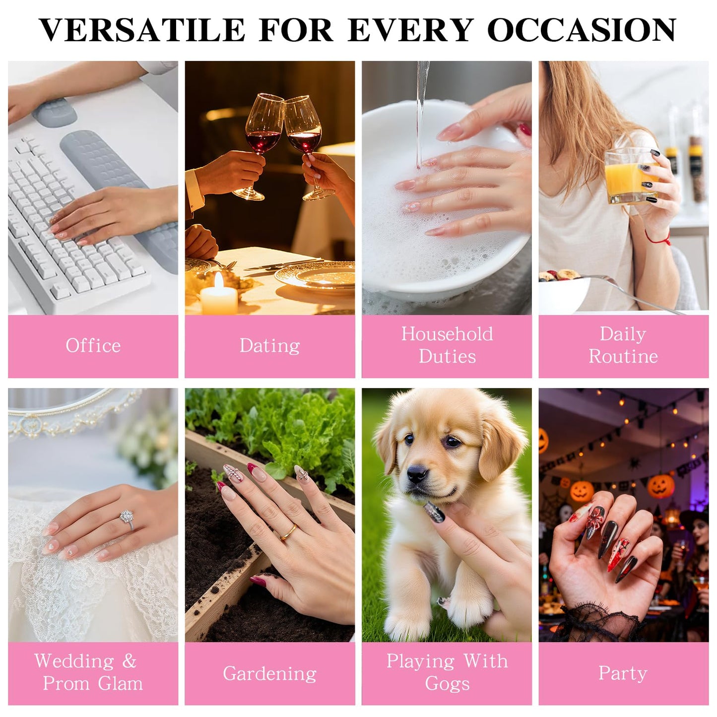 Yacey Blue Galaxy Handmade Press on Nails, Medium Square Reusable False Nails Press Ons, Luxury Hand-Painted Cat Eyes Thick Acrylic Fake Nails, 3D Bling Glue on Nails for Women Girls (10 Pcs, S)