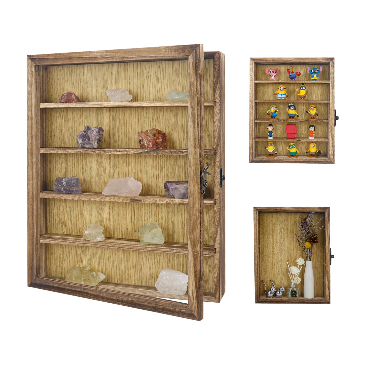 FramePro Shadow Box Frame Display Case 11x14 with Removable Shelves, Deep Memory Box Trinket Knick Knack Shelf Cabinet for Collector, Keepsake Coins Military Medals Wedding Flowers Real Wood