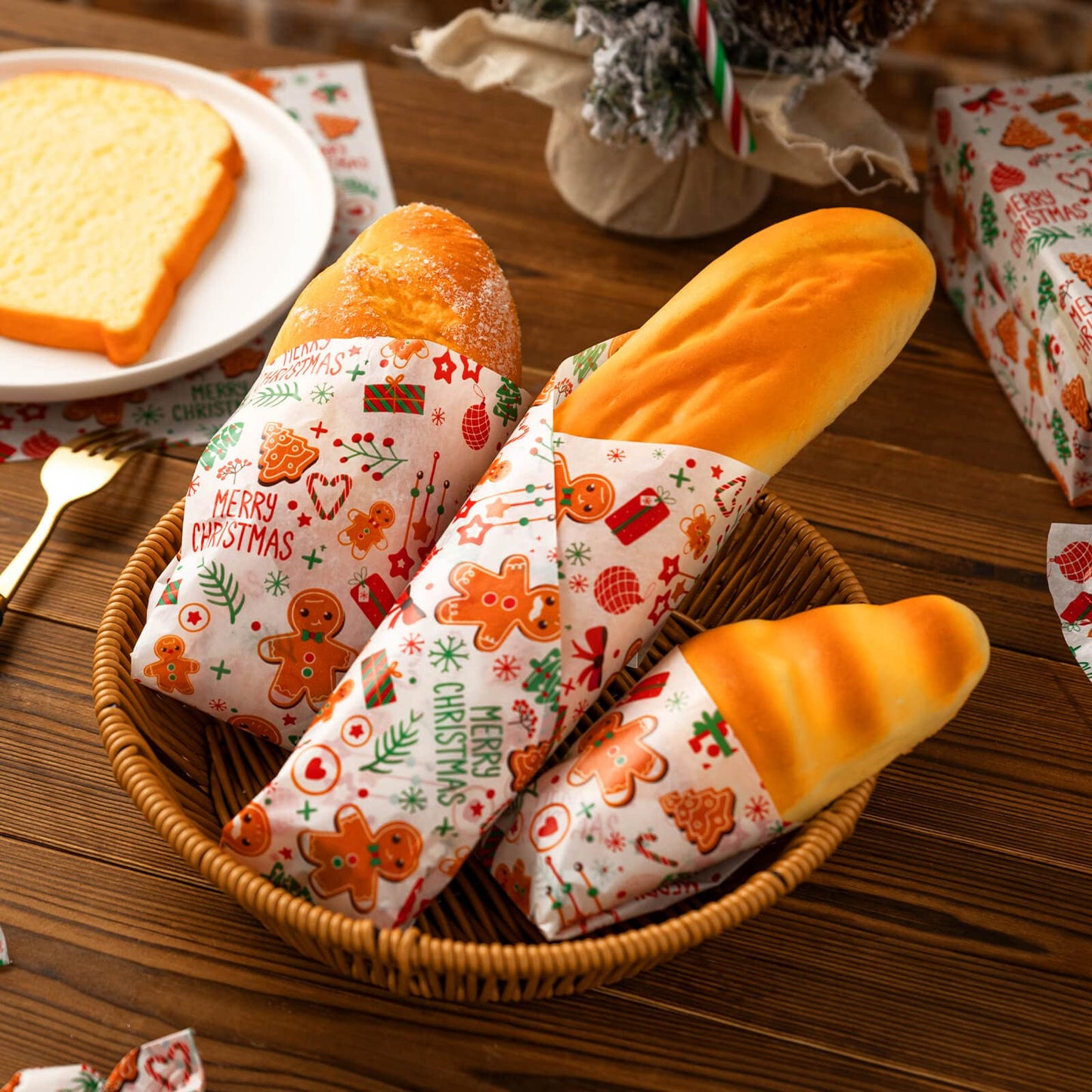 100 Pcs Christmas Wax Paper Sheets for Food, Deli Paper, Sandwich Wrap, Candy & Cookies Wraps