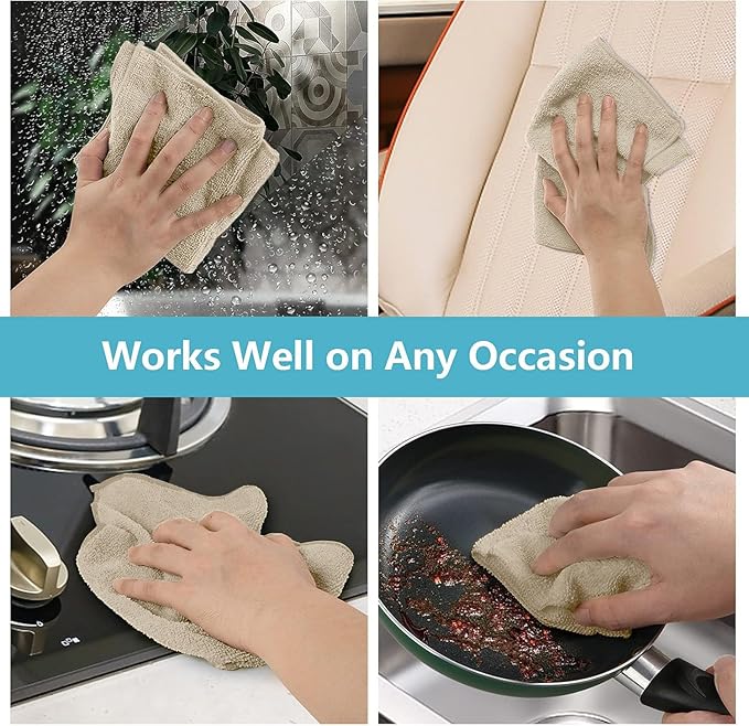 HOMEXCEL Brown Microfiber Cleaning Cloth, 50 Pack Cleaning Towels for Kitchen, Lint Free, Scratch-Free, Highly Absorbent, and Reusable Cleaning Rags for House, Window and Glass, Cars, 11.5 X11.5 inch