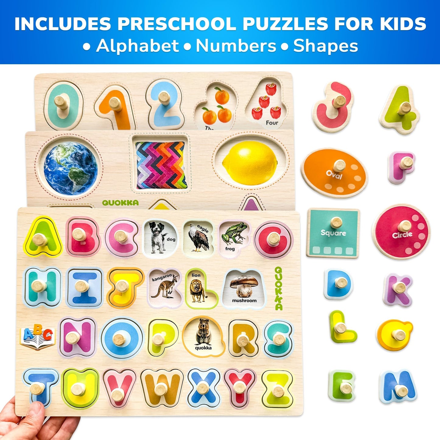 QUOKKA Wooden Blocks & Puzzles for Toddlers