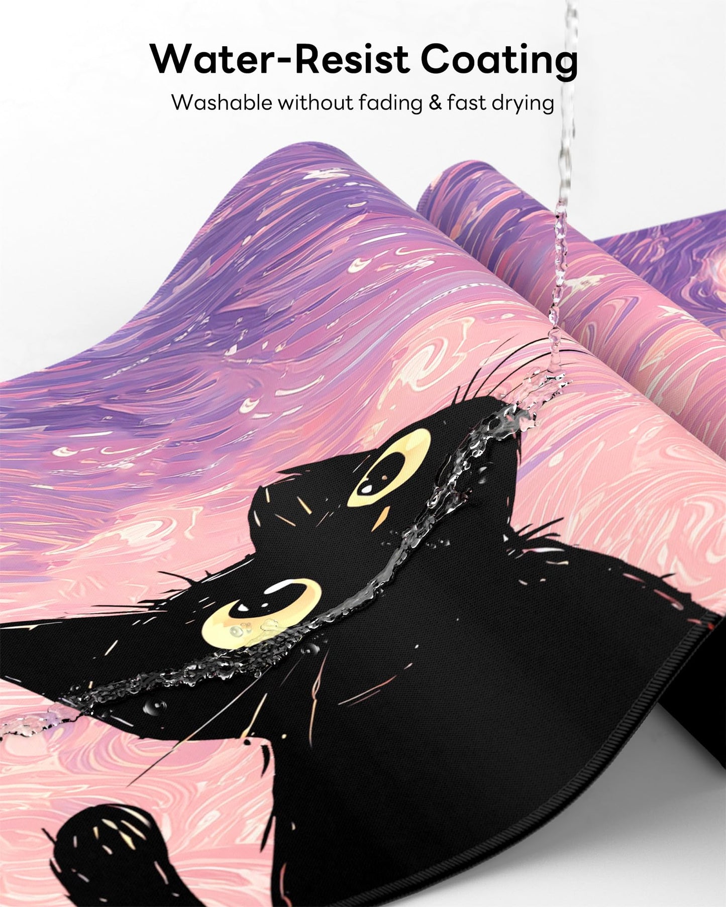 Velluxion XL Gaming Mouse Pad, 31.5x15.7'' Large Desk Mat with Anti-Slip Rubber Base & Stitched Edges for Gaming, Office, Home, Van Gogh Cat