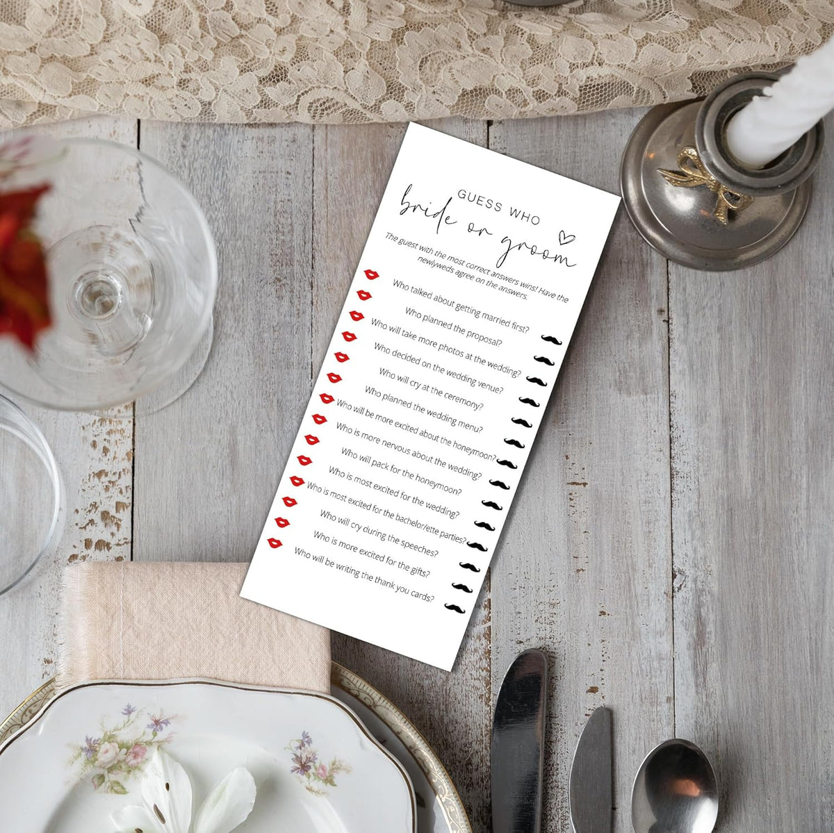 Bridal Shower Games, Bride or Groom, 25Pcs 4x9inch Minimalist White Double-Sided Bridal Game Cards, Wedding Shower Games for Guests, Engagement Bachelorette Party Supplies - A19