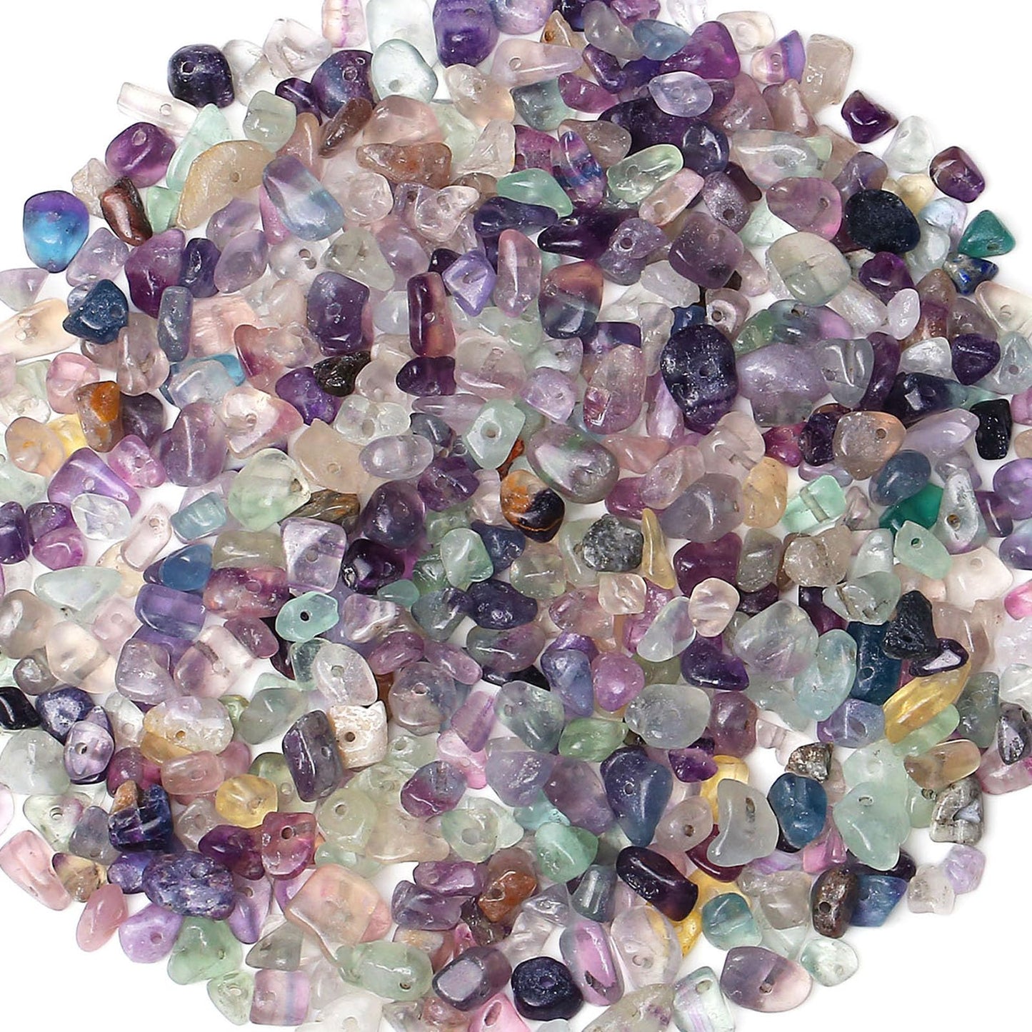 XIANNVXI Fluorite Beads, Natural Chip Stone Beads 400Pcs Crystal Beads 5-8mm Irregular Loose Rocks for DIY Jewelry Making