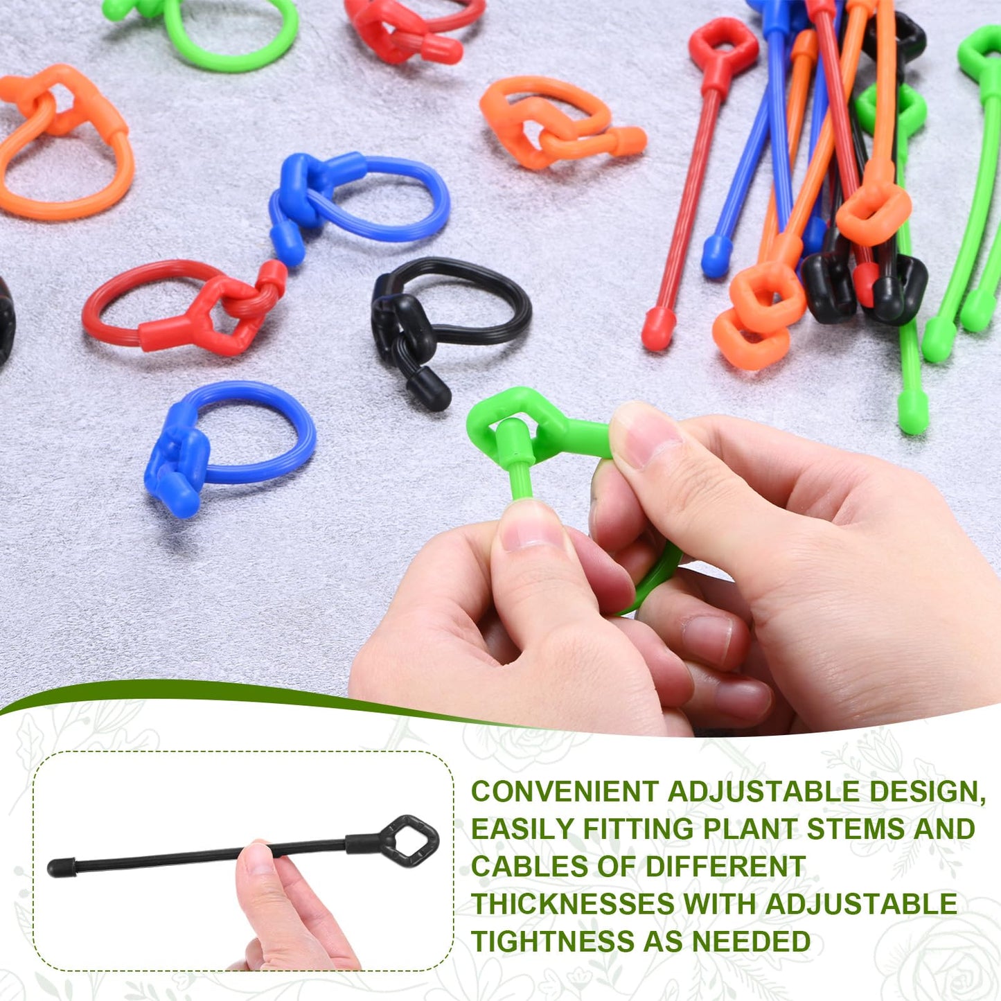 M METERXITY 6-Pack Adjustable Plant Ties, 12inch/30.48cm Silicone Flexible Multi-Function Sturdy Garden Twist Tie for Plant Support/Tree/Shrub/Vine, Reusable Support Twine [Black]