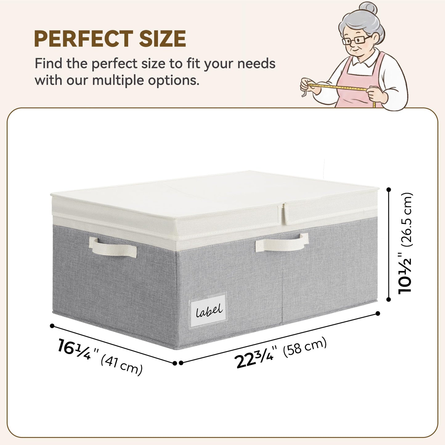 GRANNY SAYS Decorative Storage Boxes with Lid, Large Storage Bins with Double-Open Lid, Fabric Storage Basket for Clothes, 63L Closet Linen Storage Bin, White&Gray, 2-Pack