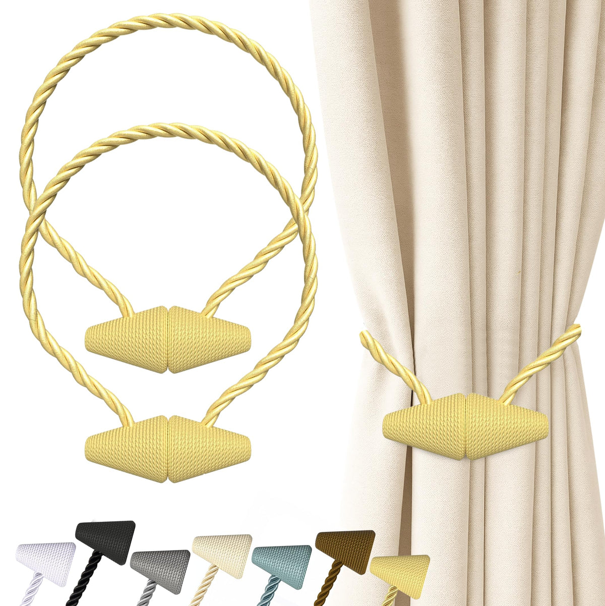 Magnetic Curtain Tiebacks Golden 2pcs (2 Count)