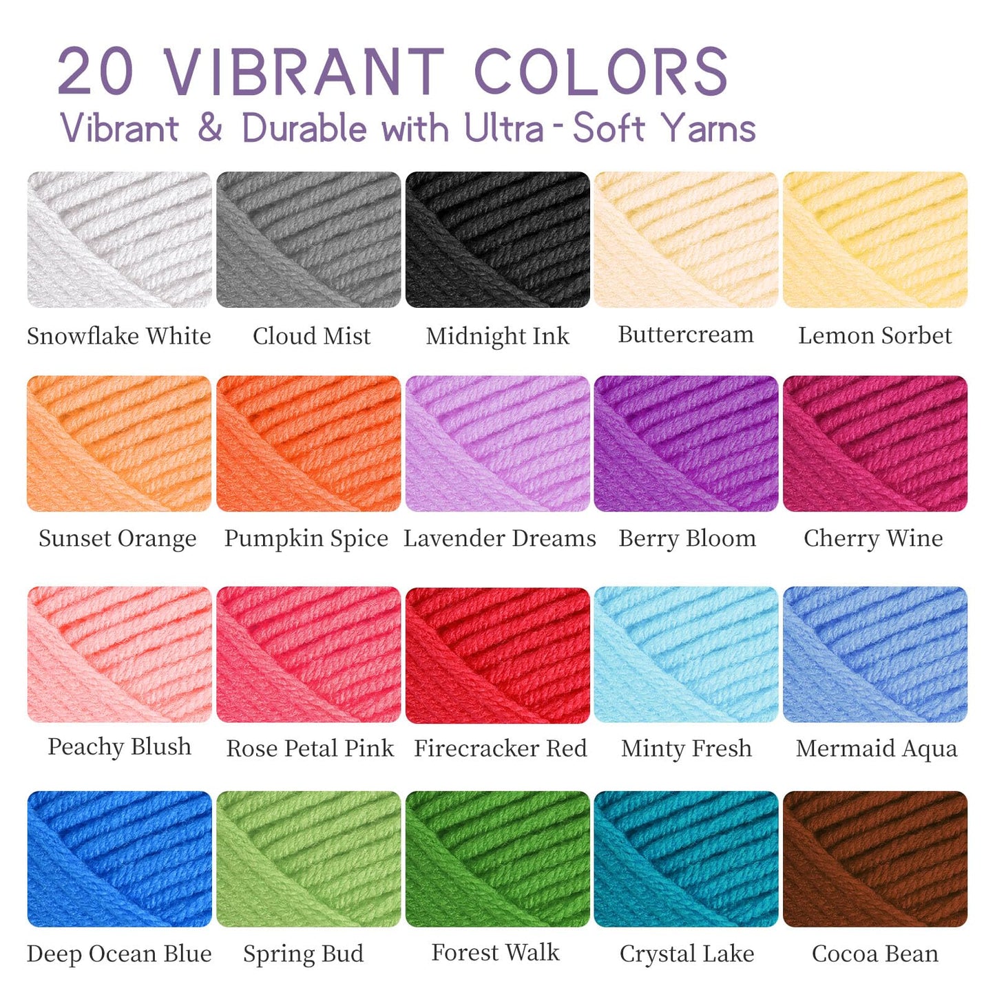 JC CRAFT Deluxe Beginner Crochet Kit – 116-Piece Set with 20 Yarns, Ergonomic Hooks, Accessories, Book for Beginners & Online Tutorial – DIY Starter Kit for Adults & Teens with Purple Bag & Case