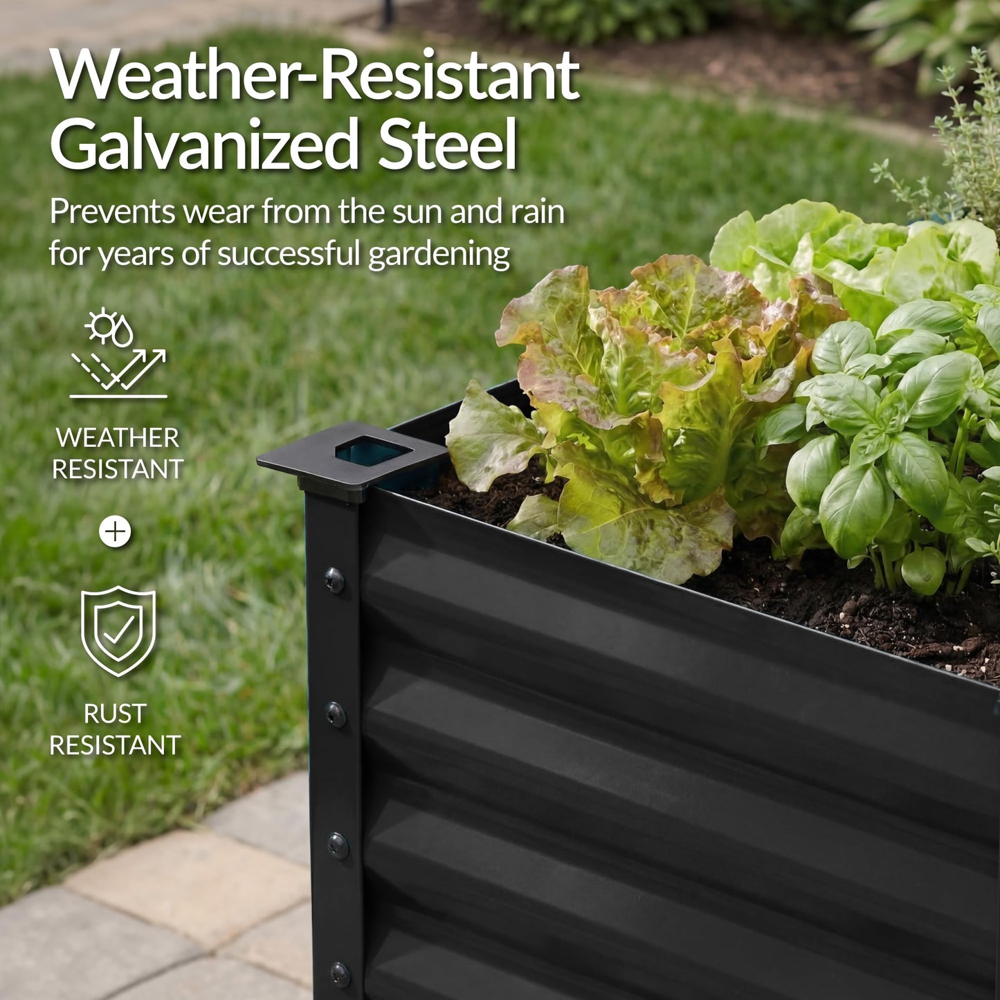 Best Choice Products 48x24x30in Galvanized Raised Garden Bed, Metal Elevated Planter Box, Vegetable Garden for Backyard, Patio, Balcony, 100% Non Toxic Materials - Black