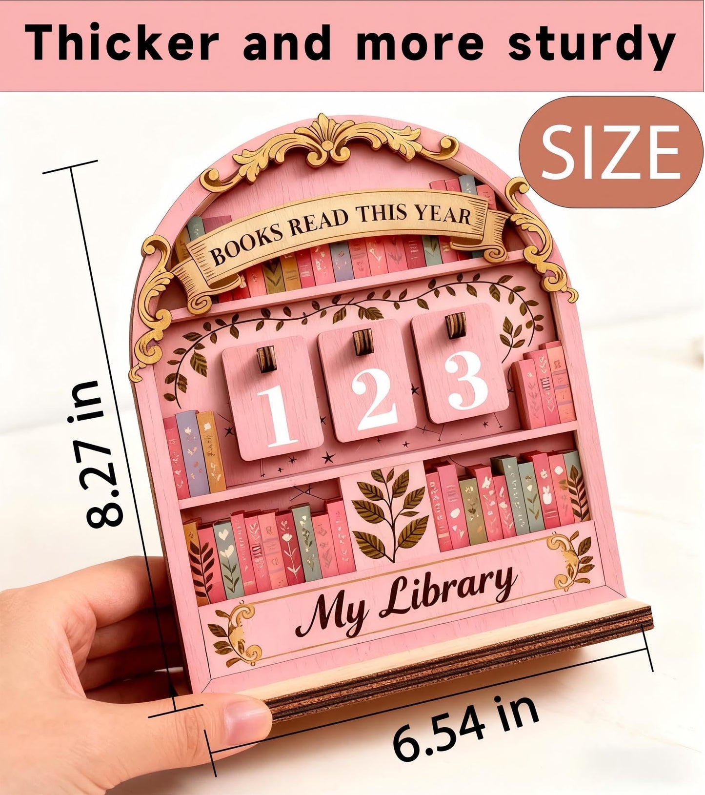 Books Read This Year Counter Wooden Sign, Reading Tracker for Home Library Decor, Book Lover Gift for Librarian Reader Teacher, Bookshelf Decor Wall Art (S3)