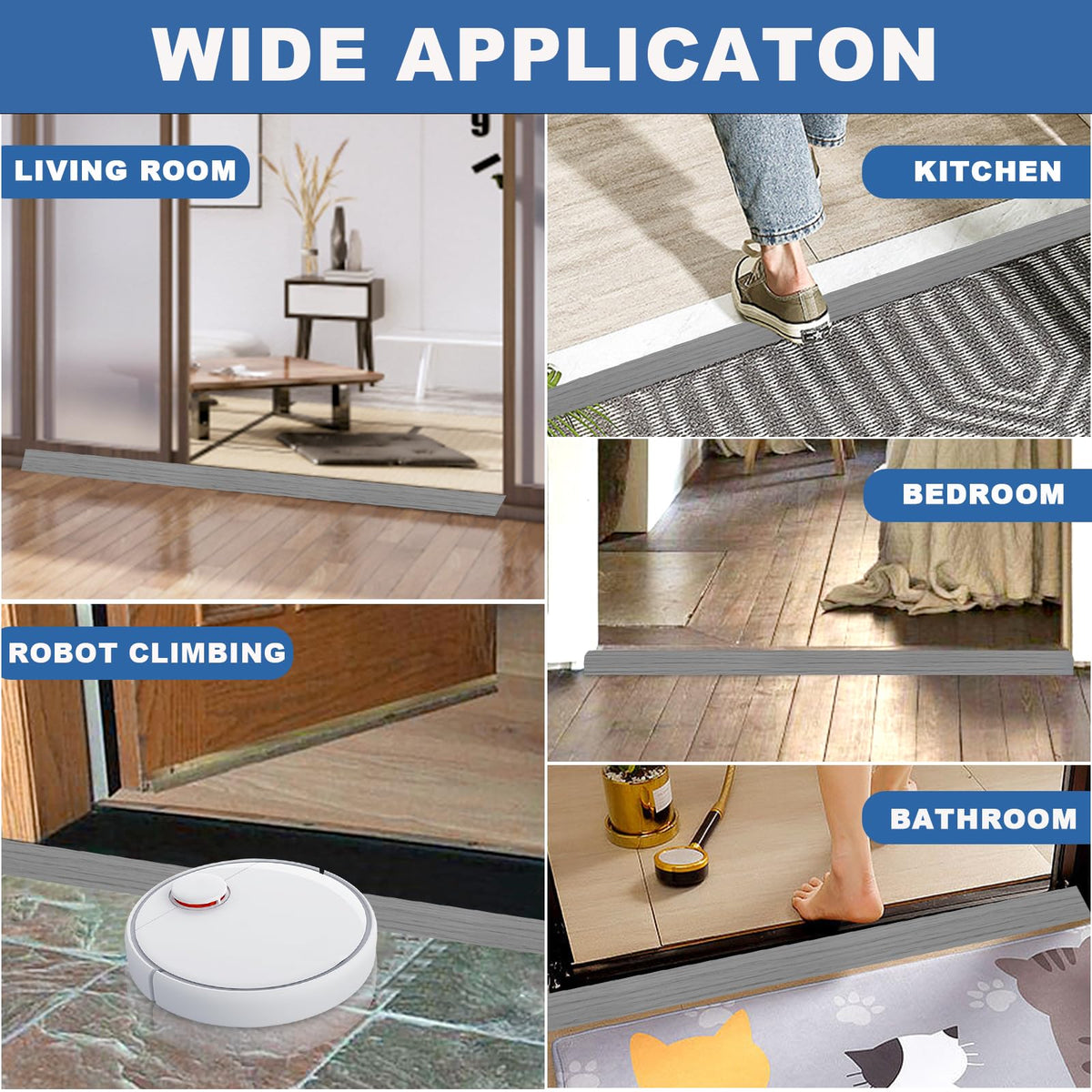 Vinyl Floor Transition Strip Self Adhesive Door Threshold Strip (6.6 Foot)