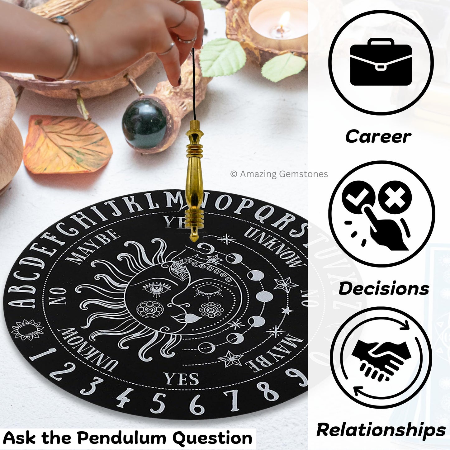 Amazing Gemstone Healing Metal Pendulums for Divination, Gold Double ISIS 7 Ring Karnak Steel Copper Pendulum High Energy Pendulo de Bronce Pendulos de Mesa MP07