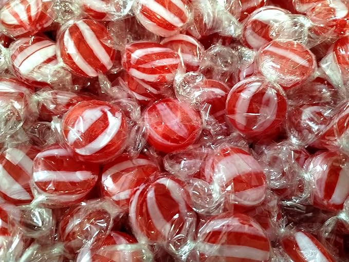 Striped Cinnamon Discs - 2 lbs of Fresh Delicious Individually Wrapped Red and White Hard Candy Buttons