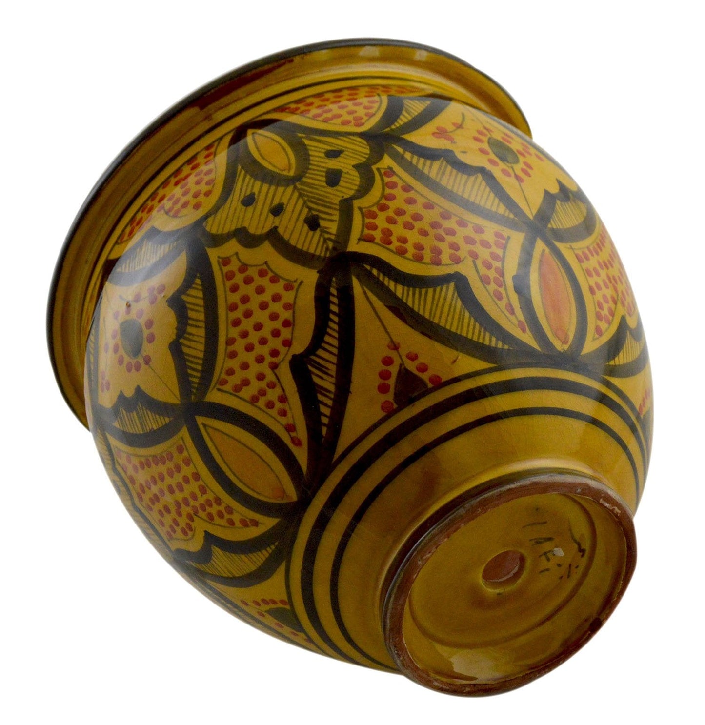 Treasures Of Morocco Flower Pot Moroccan Spanish Garden Drain Hole Ceramic Planter Handmade Yellow