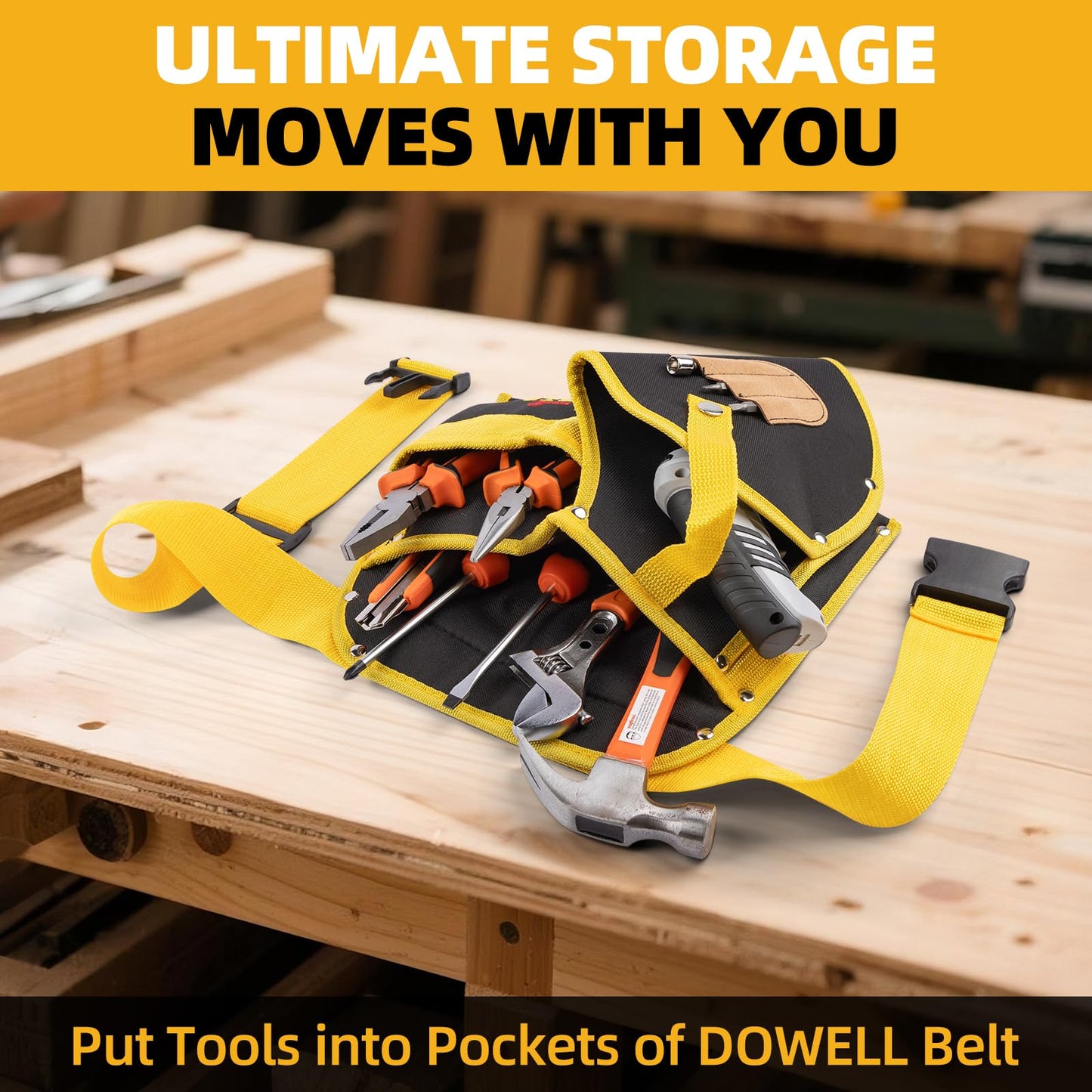DOWELL Tool Belt for Men, Professional Toolbelt Pouches with Quick Access Pockets, Ideal Gift for Electricians, Carpenters & DIYers, Style B