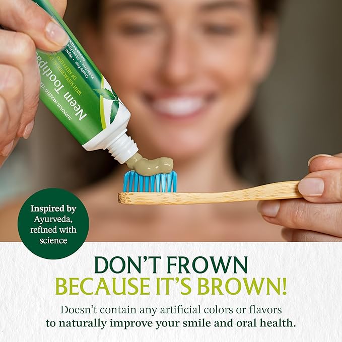 Neem Fluoride Free Toothpaste - Adult and Children Friendly - 100% Vegan Natural Toothpaste, Gluten Free, No Artificial Ingredients - Supports Daily Gum Care - with Clove & Stevia (4 Pack)