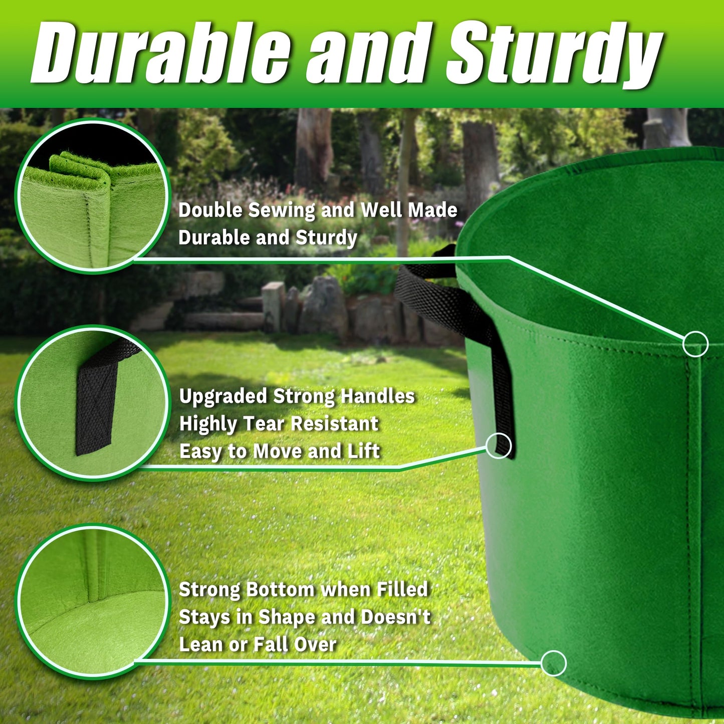 Sinimaka 7 Gallon Grow Bags, 7 Pack Colorful Fabric Plant Pots with Handles for Garden and Outdoor Planting
