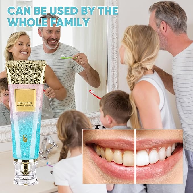 Niacinamide Whitening Toothpaste, Triple Action Whitening with Natural Gentle Care Deep Stains Radiant Smile Natural & Gentle Formula Fresh Breath (2)