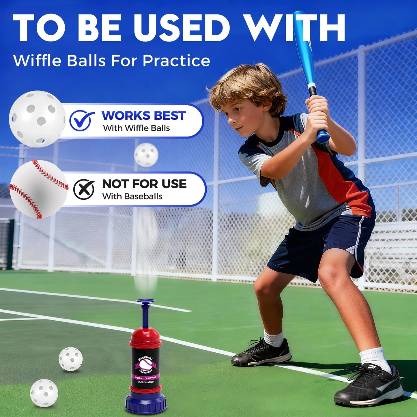 Tulywood Baseball Training Tee Ball Popper,Pop Up Baseball Trainer,Hitting Tee for Perfect Swings,Batting Machine for Practicing Hitting Without a Pitcher