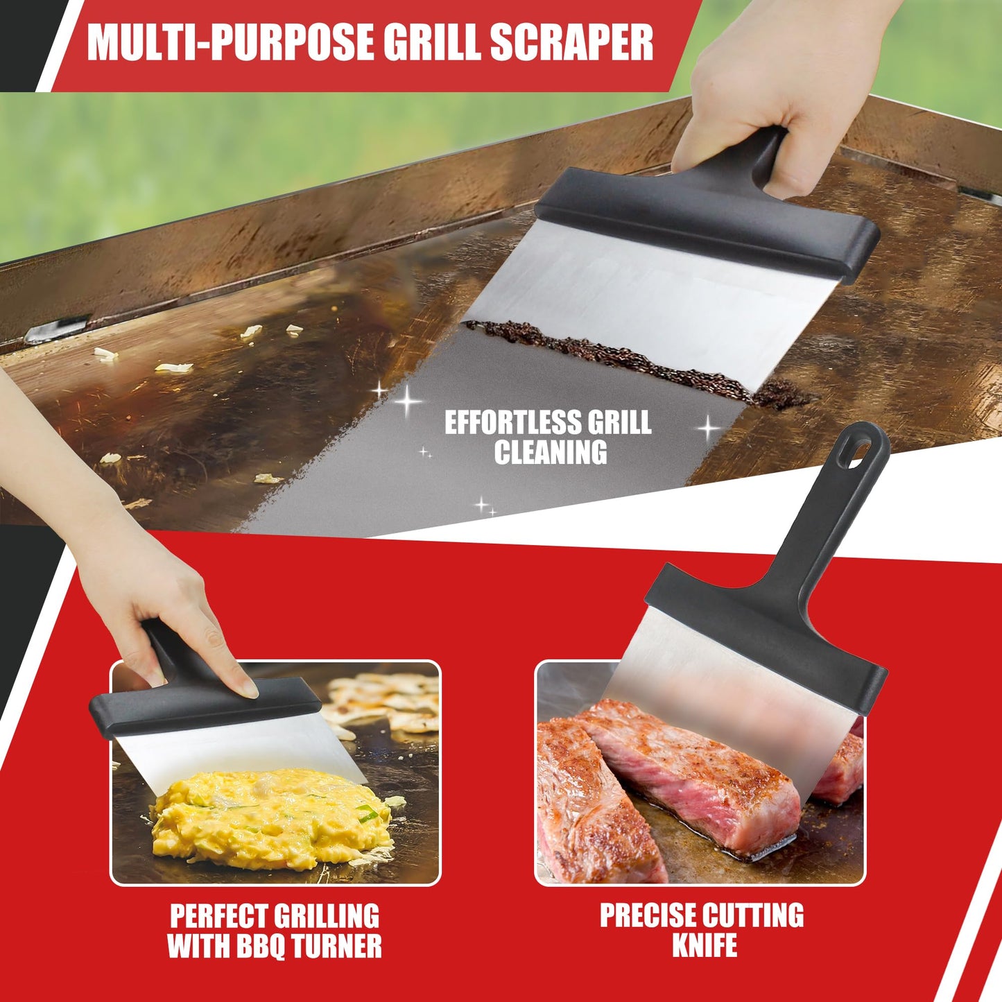 Griddle Cleaning Kit for Blackstone, 18 Pieces Flat Top Grill Cleaning Kit with Durable Scraper, Grill Brush, Cleaning Brick and Scouring Pads, Griddle Accessories Set for Easy Restoration