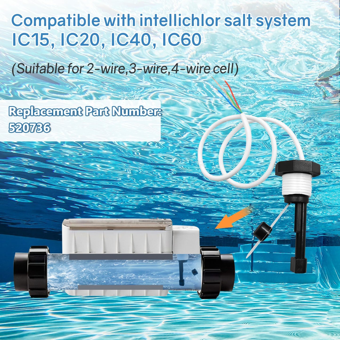 Bootuu Flow Switch for Intellichlor Ic40, 520736 Intellichlor Flow Sensor Switch Replacement Kit, for IC15, IC20, IC40, IC60 Salt Chlorinator Systems