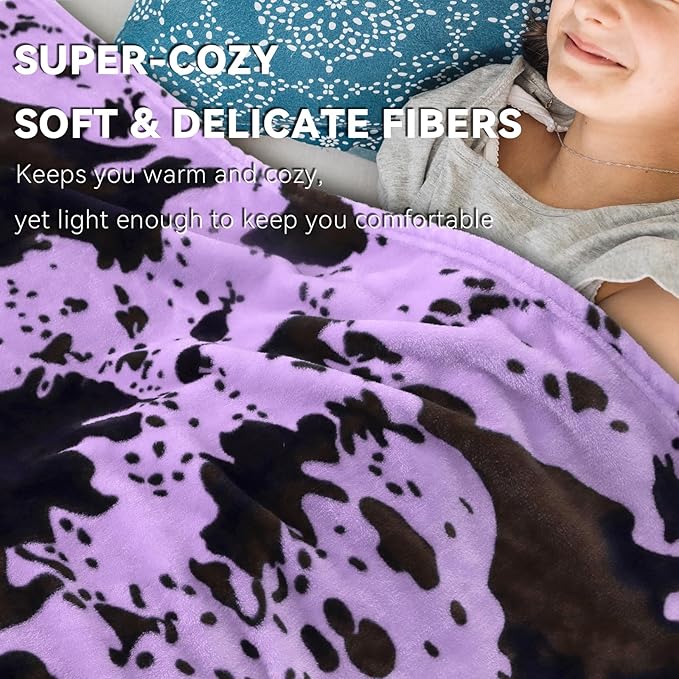 Purple Fleece Blanket King Size - Lightweight Warm Fuzzy Soft Cozy Oversized Bed & Couch Blanket Throw for Adults & Couples All Season 90x108 inches