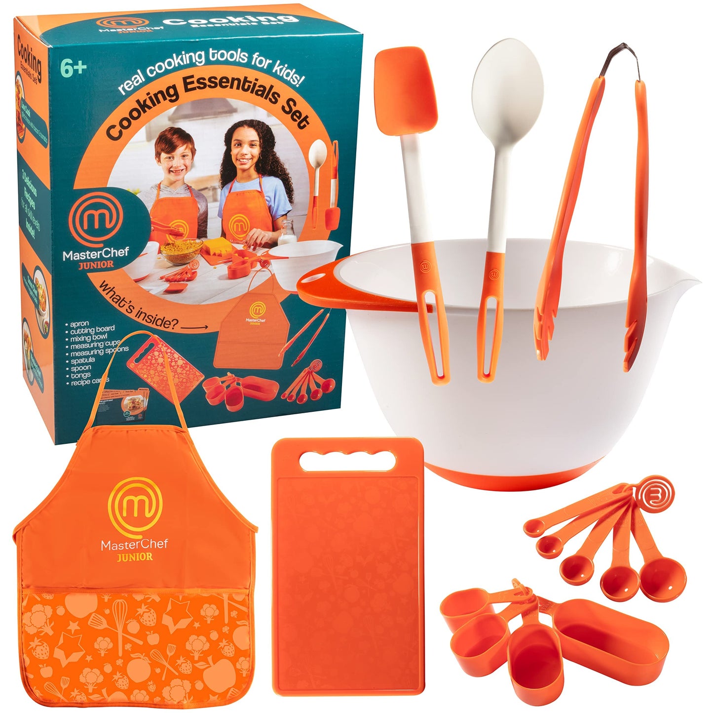 MasterChef Junior Cooking Essentials Set - 9 Pc. Kit Includes Recipes, Apron, Cutting Board, Mixing Bowl, Measure Cups, Spoons, Homemade Holiday Gifts