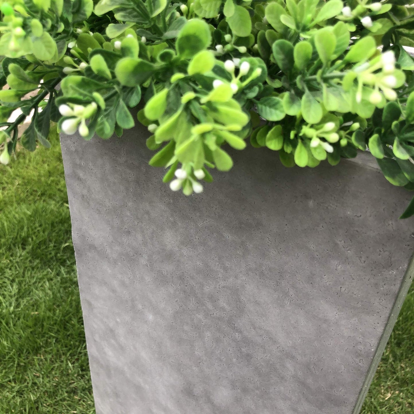 28" H Square Natural Concrete/Fiberglass Indoor Outdoor Modern Seamless Tall Planter