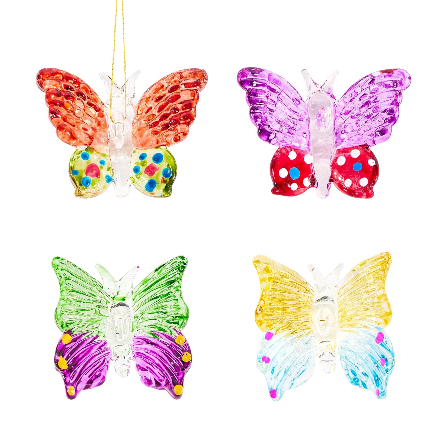 4pcs Glass Butterfly Ornament 1.7inch Hanging Crystal Butterflies Ornaments Decor for Home Window