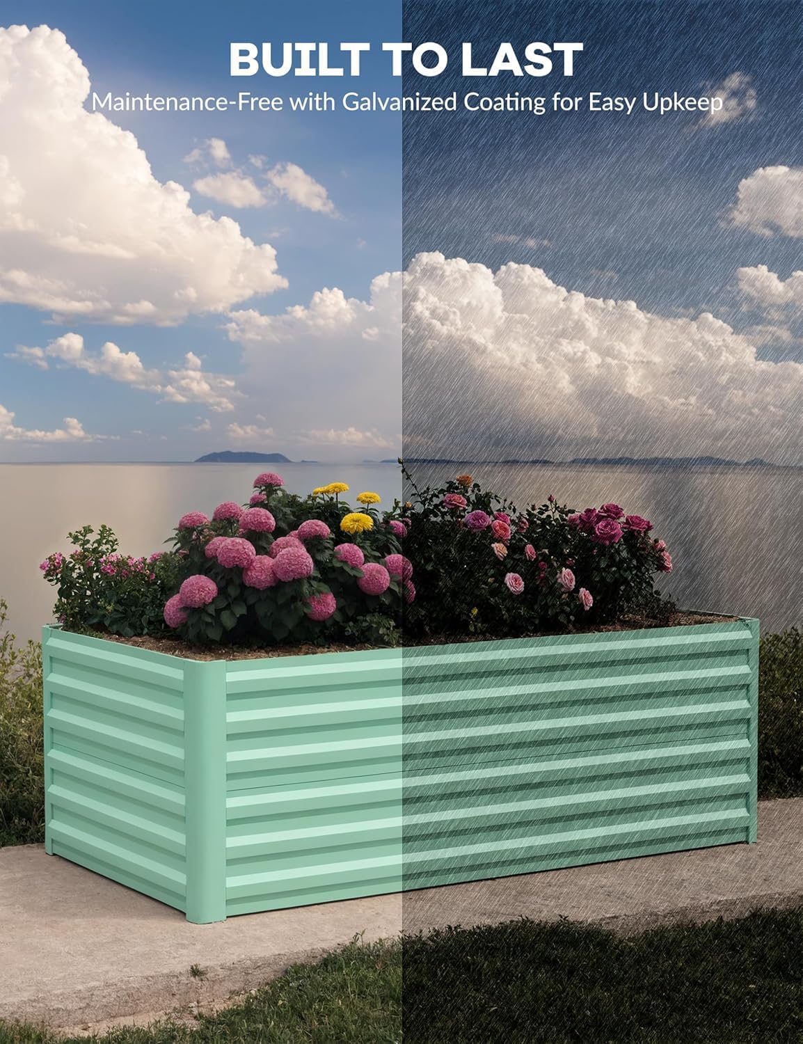 CABIHOME 2 Pcs 6x3x2 Ft Galvanized Raised Garden Bed, Deep Root Planter Box for Vegetables, Flowers, Herbs- Large Metal Raised Garden Bed Kit for Outdoor Use, Green