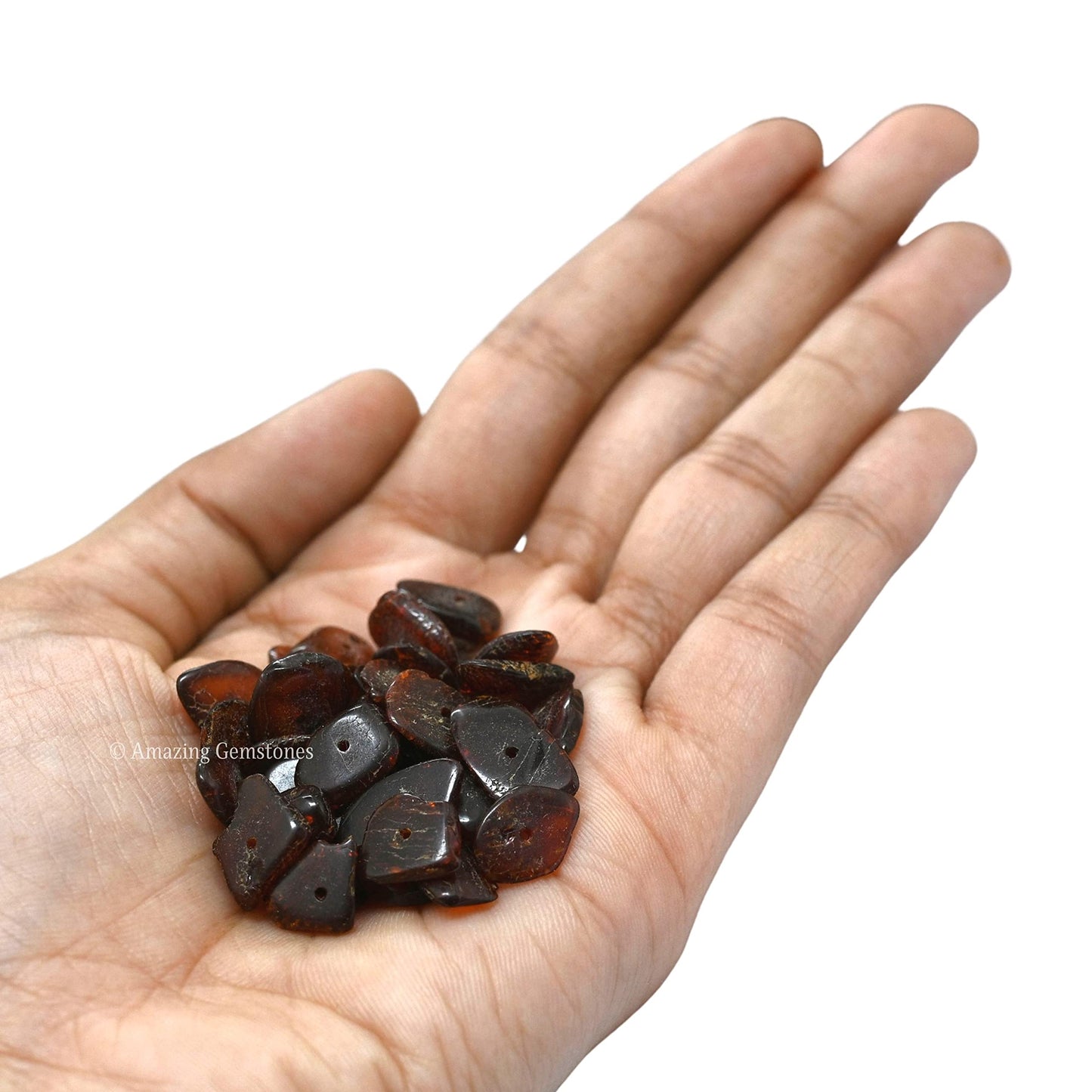 Garnet Pre Drilled Crystal Crushed Chips Beads for Bracelets Making, DIY Handmade Natural Healing Crystals (25 Inch Strand)