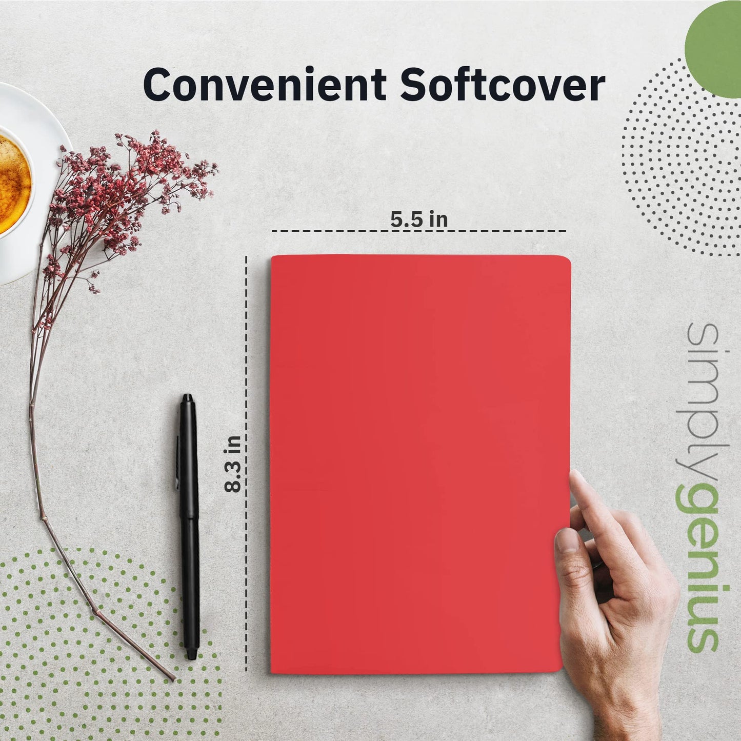 Simply Genius Journaling Notebooks - Rounded-Corner Softcover & Travel Notebook - College-Ruled Cream Pages & Writing Journal - Versatile Note-Taking & Study Journal - 30 Pack, A5, Red, 92 Pages