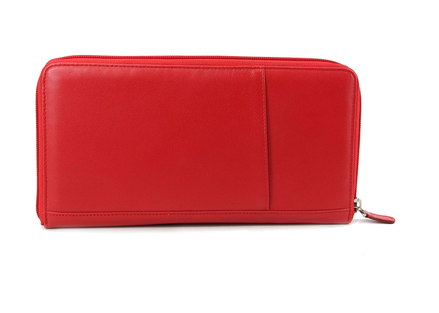 myBitti Zip-Around Passport Wallet Executive Unisex Leather Boarding Pass Holder (Red)