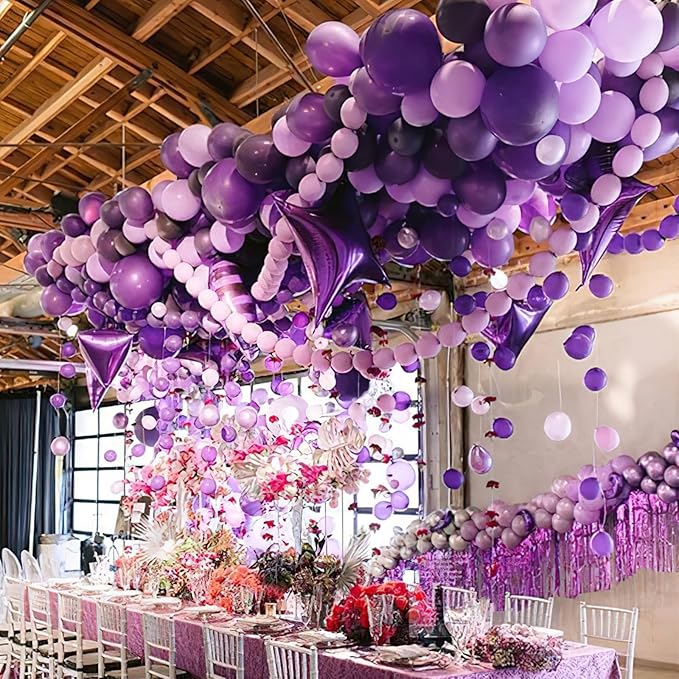 PartyWoo Lavender Balloons 85pcs Different Sizes Pack of 18 12 10 5 Inch Light Pastel Purple Lilac Balloon Arch Kit for Baby Shower Bachelorette Fairy Birthday Princess Party Decorations Purple-Q10