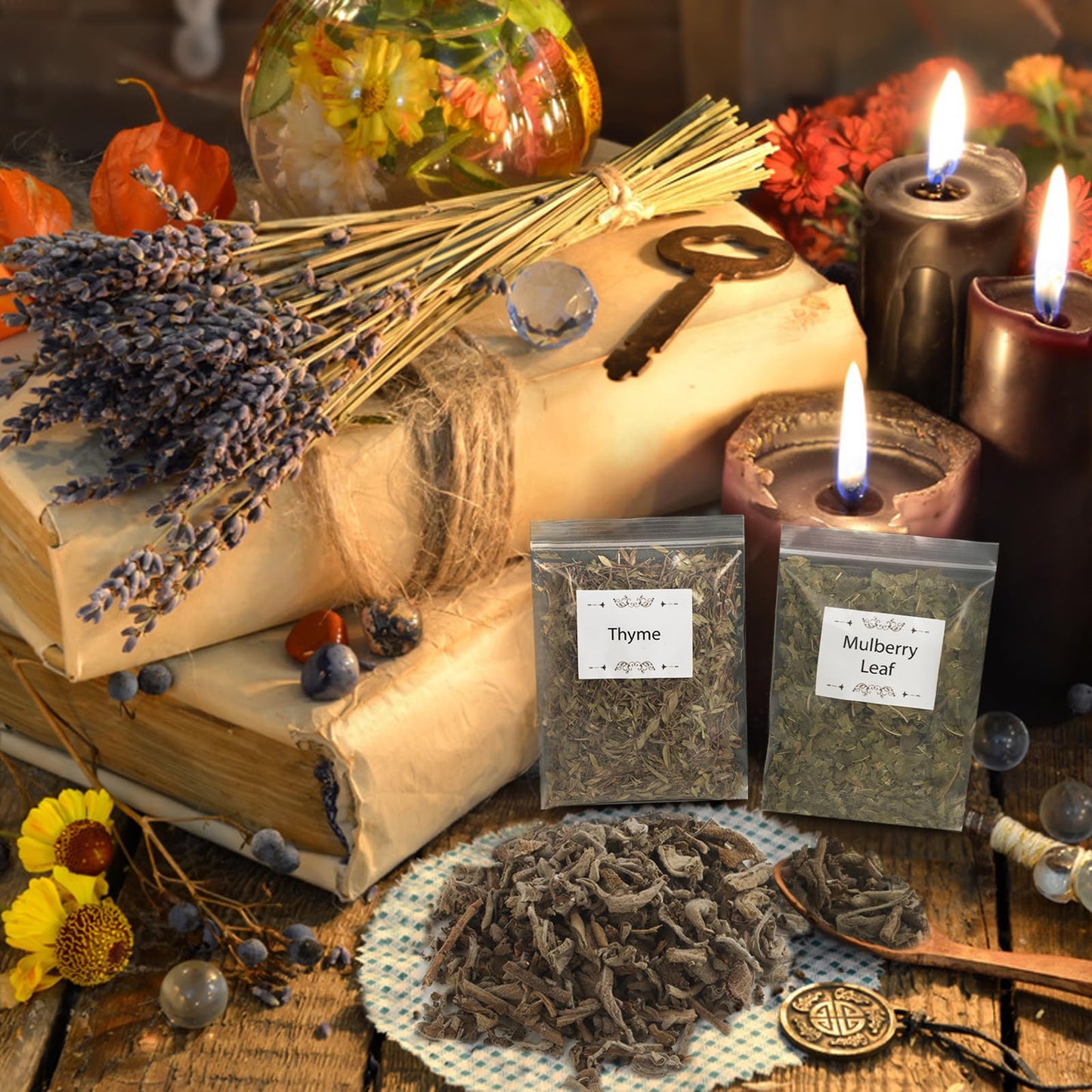 40 Pack Witchcraft Supplies Herbs Kit - Dried Herbs and Flowers for Witch Beginners - Herb Set for Wicca, Altar Supplies, Pagan and Wiccan Rituals, Magic Spell, Candle and Soap Making