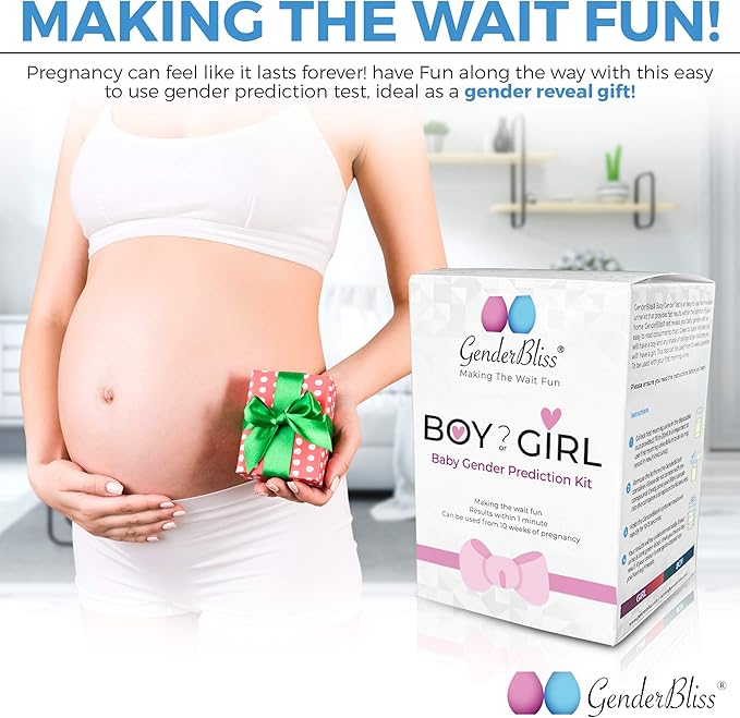 GenderBliss® Gender Prediction Test Kit - Early Pregnancy Boy or Girl Gender Reveal Home Test - Non-invasive Safe for Mother and Baby. Find Out Your Babies Gender as Early as 10 Weeks!