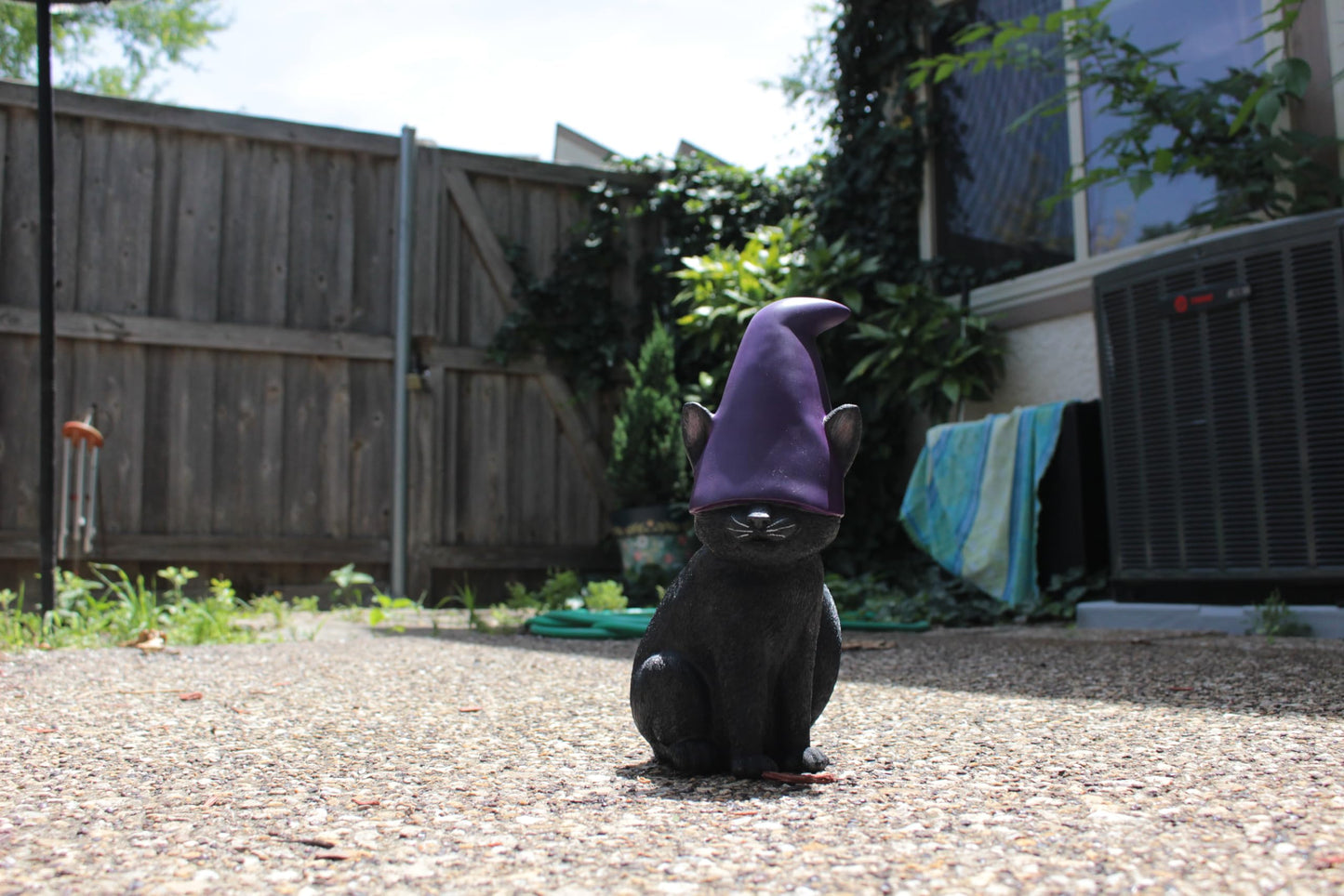Cat Gnome 12" Tall (Black) | Cute Cat Garden Décor, Spooky Stuff, Halloween Decorations, Lucky Witch Statue