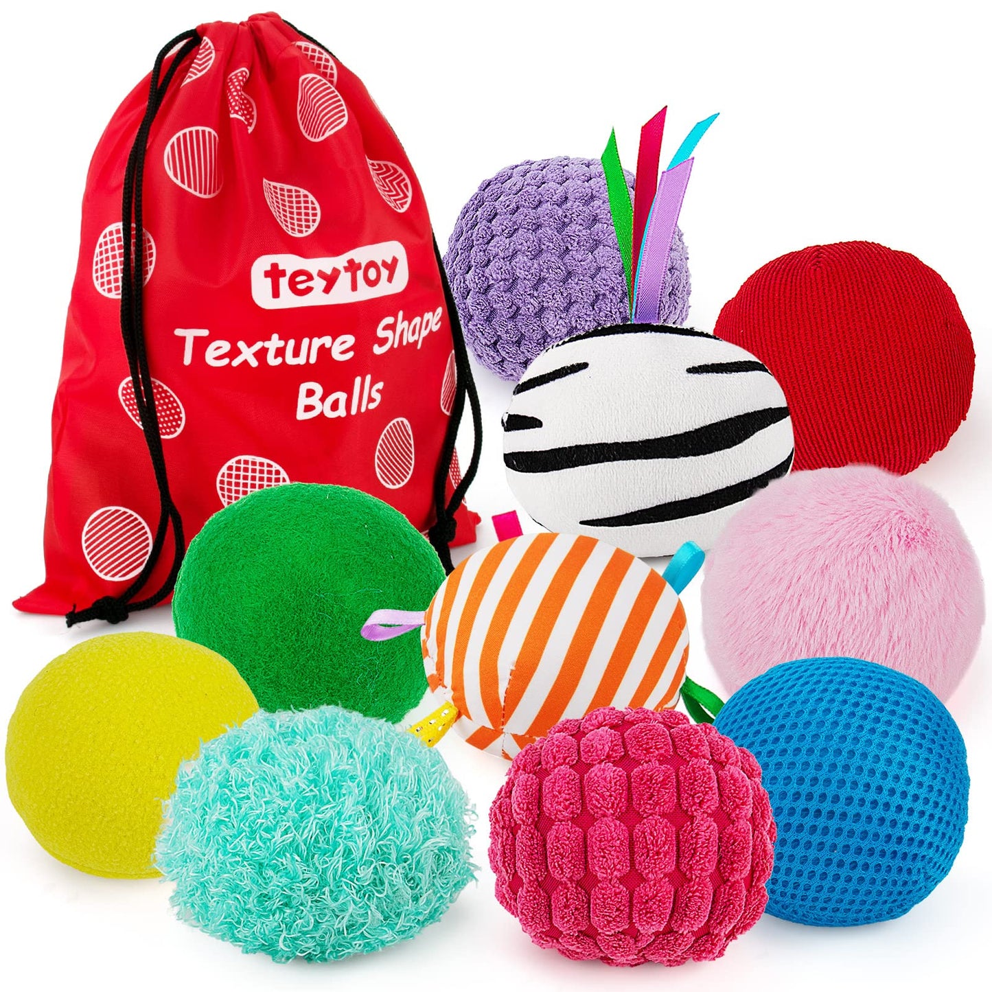 Baby Sensory Texture Ball Toy Set,10Pcs Montessori Toys for Babies 6-12 Months,Develop Fine Motor & Sensory Play for Newborns’ Early Learning,Fidget Stress Toys for Autism/Anxiety Relief.