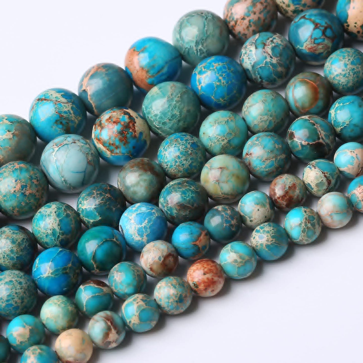 45PCS 8MM Natural Blue Imperial Jasper Stone Beads Round Shape Suitable for Jewelry DIY Bracelet 15 Inches