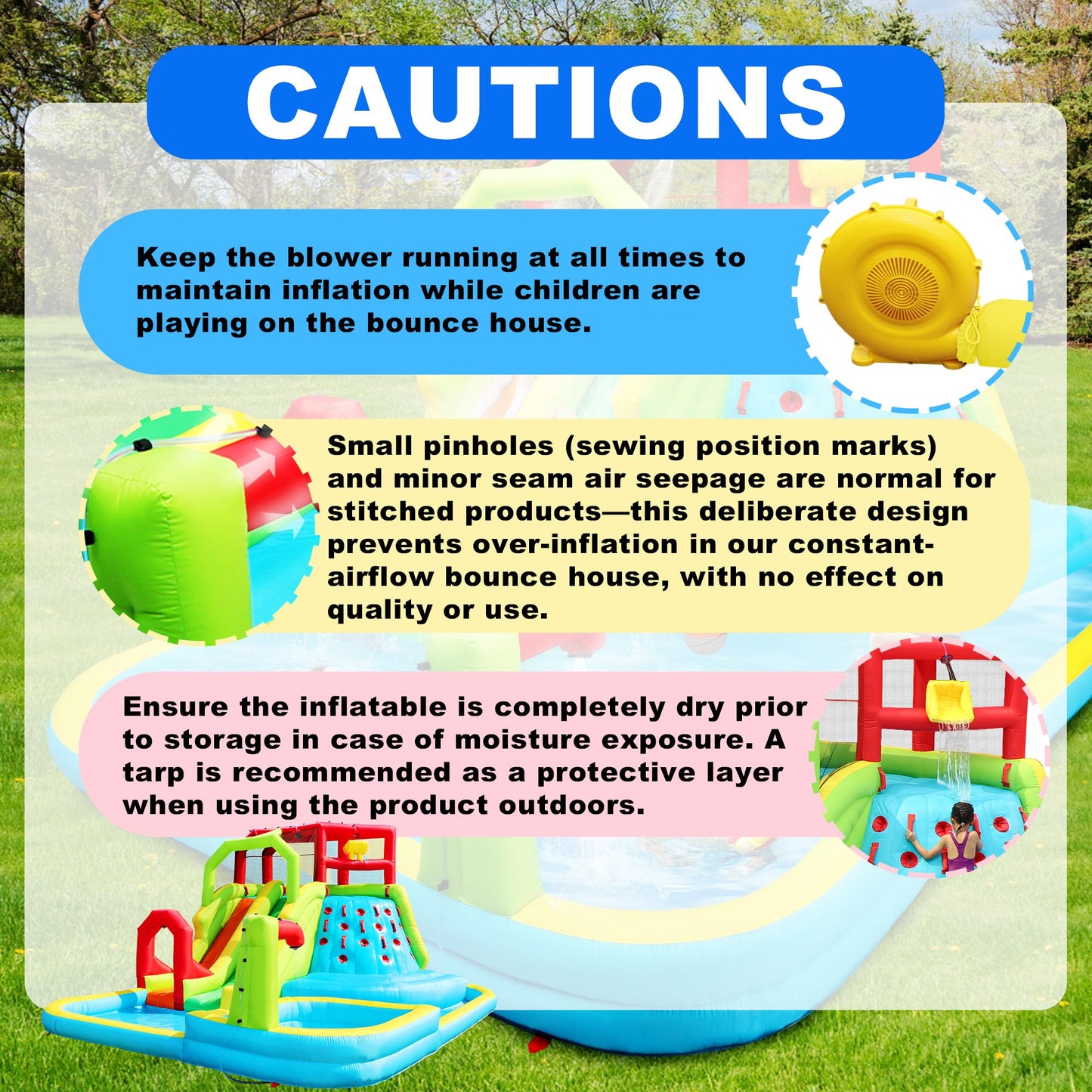 WELLFUNTIME Inflatable Water Slide Park, Bouncy Castle with Deep Pool, 191 x 157.5 x 100 Inch, Jumping Castle with Air Blower