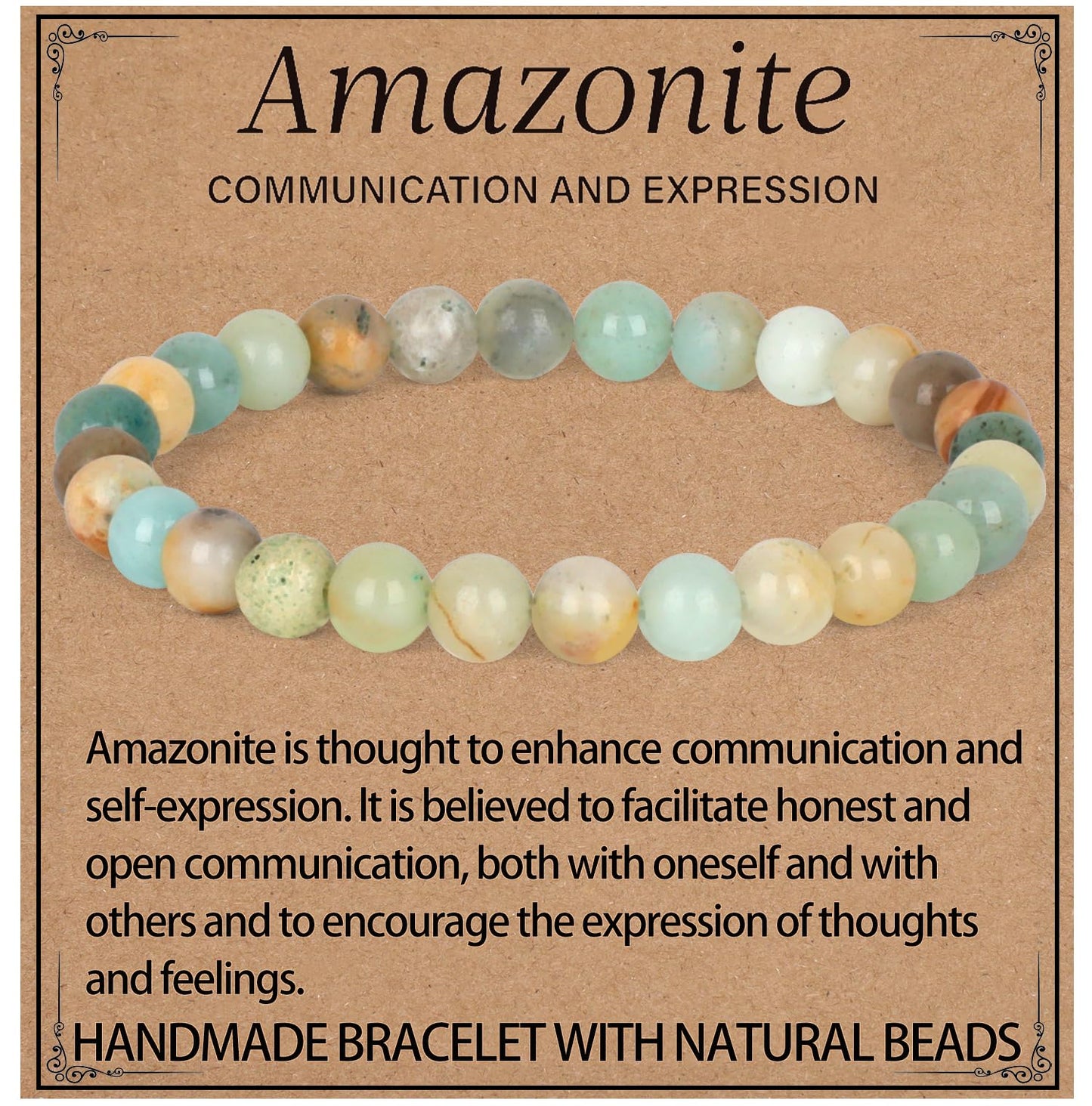 LPBeads Handmade Natural Gemstone Stretch Elastic 6mm Mulitcolor Amazonite Bracelet Healing Crystal Round Stone Beads Jewelry Gifts for Women Men