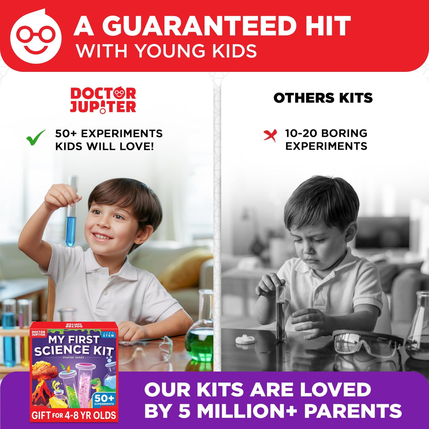 Doctor Jupiter My First Science Kit for Kids Ages 4-5-6-7-8 | Birthday Gift Ideas for 4+ Year Old Boys & Girls | Toy Stem Kit with 50+ Experiments | Learning & Educational Projects
