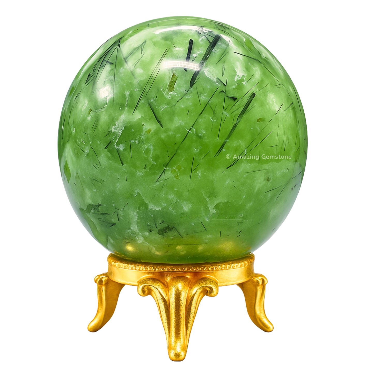 Amazing Gemstone Prehnite Crystal Ball with Stand - 2 Inches Crystal Sphere Meditation Balls for Witchcraft and Decorative Balls