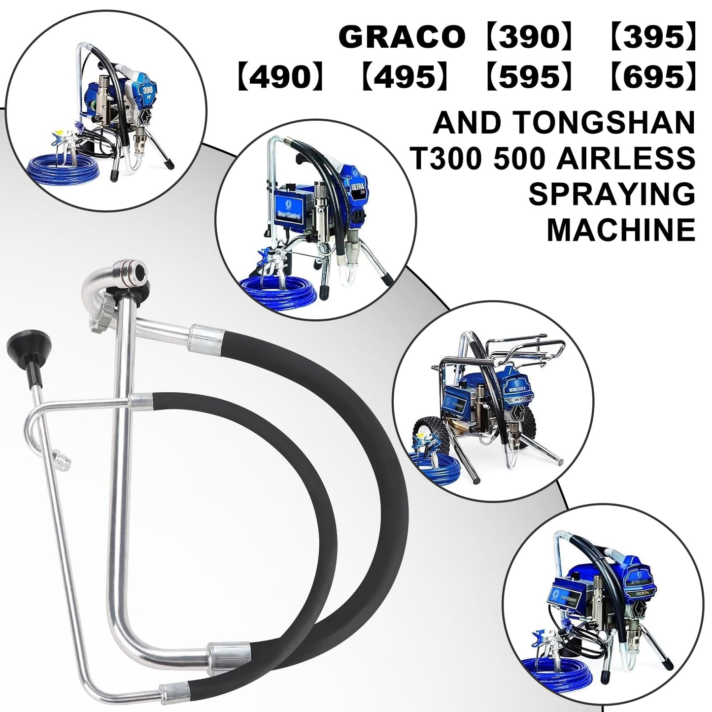 Hromee Stainless Steel Suction Hose and Reflux Line Sets, Airless Paint Sprayer Accessories for Graco 390 395 490 495 595 695