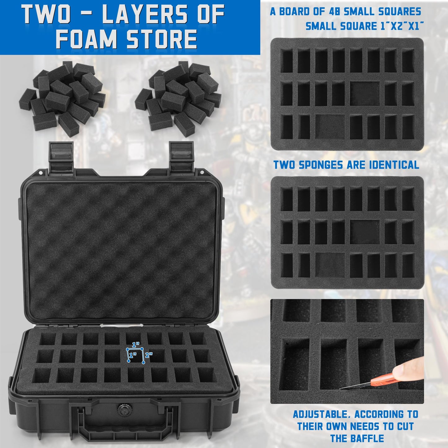 TORIBIO Miniature Storage Figure Hard Shell Case, 48 Slot Miniature Sturdy Hard Case Figurine Carrying Case, Compatible with D&D DND Minis and More