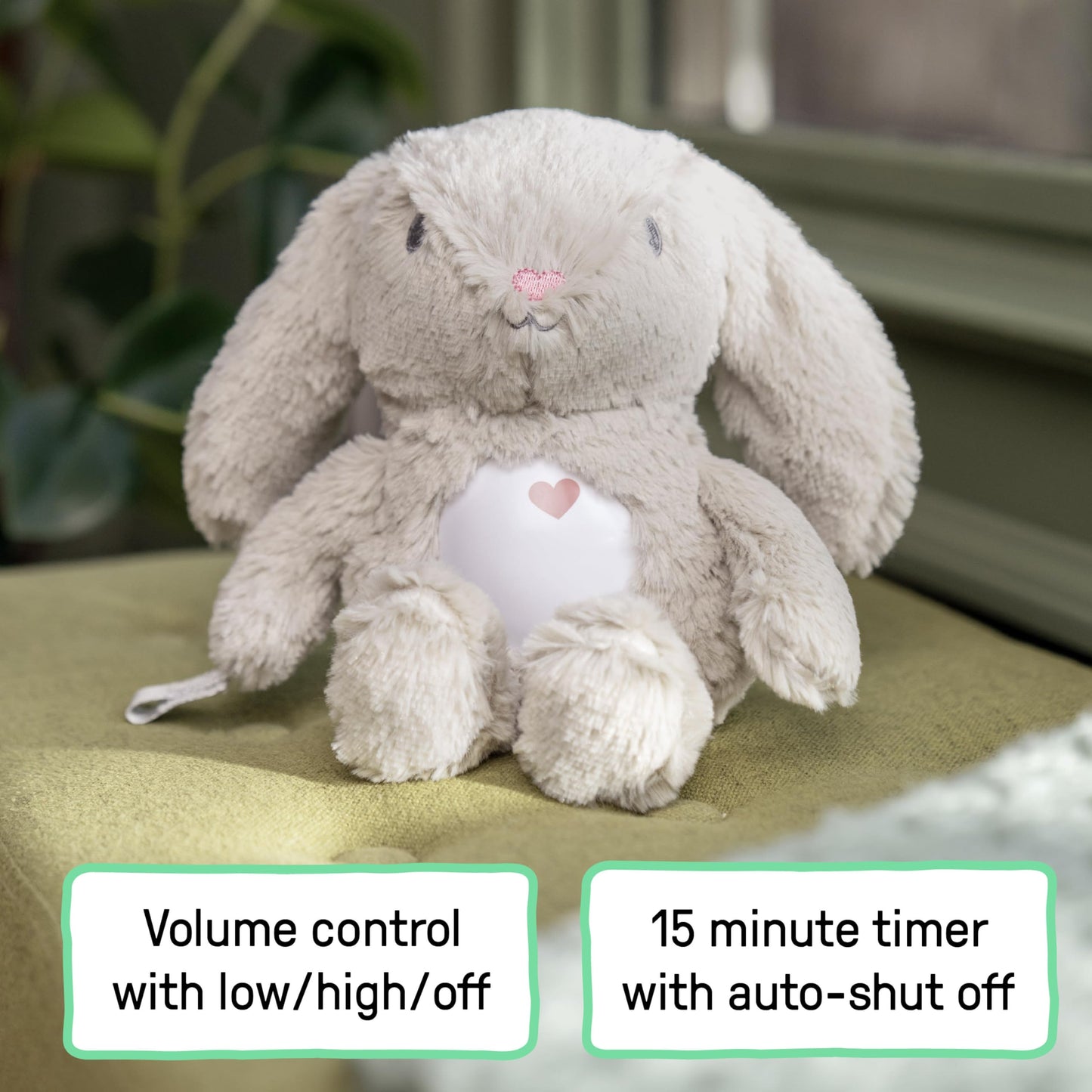 Ingenuity Sylvi Cuddle Pal Daytime Baby Soother, Cry Activated, 8 Soothing Songs, 0+M - Plush Bunny