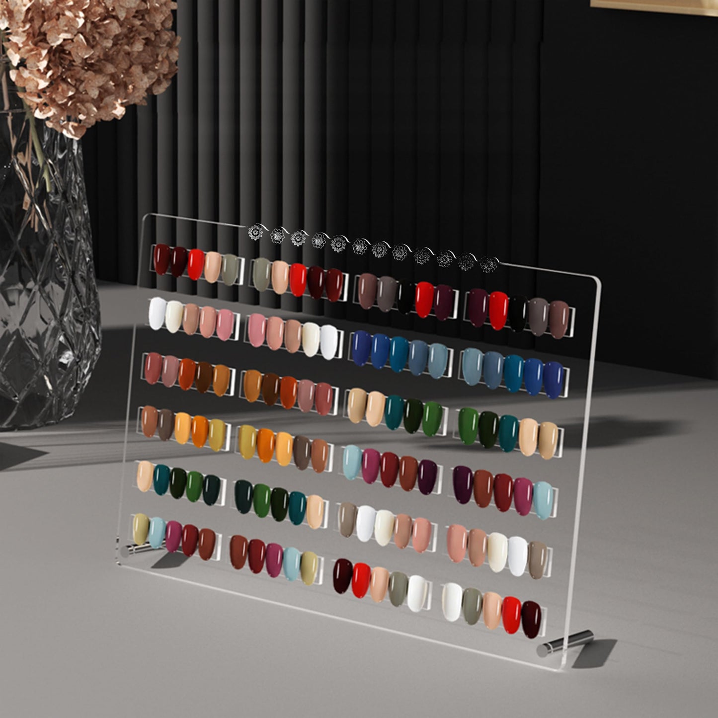 Nail Art Display Board, Acrylic False Nail Tips Sample Display Nails Colors Sample Display Stand with 50pcs Small Display tips and double side tape for Salon Nails Art Practice (Extra Large)